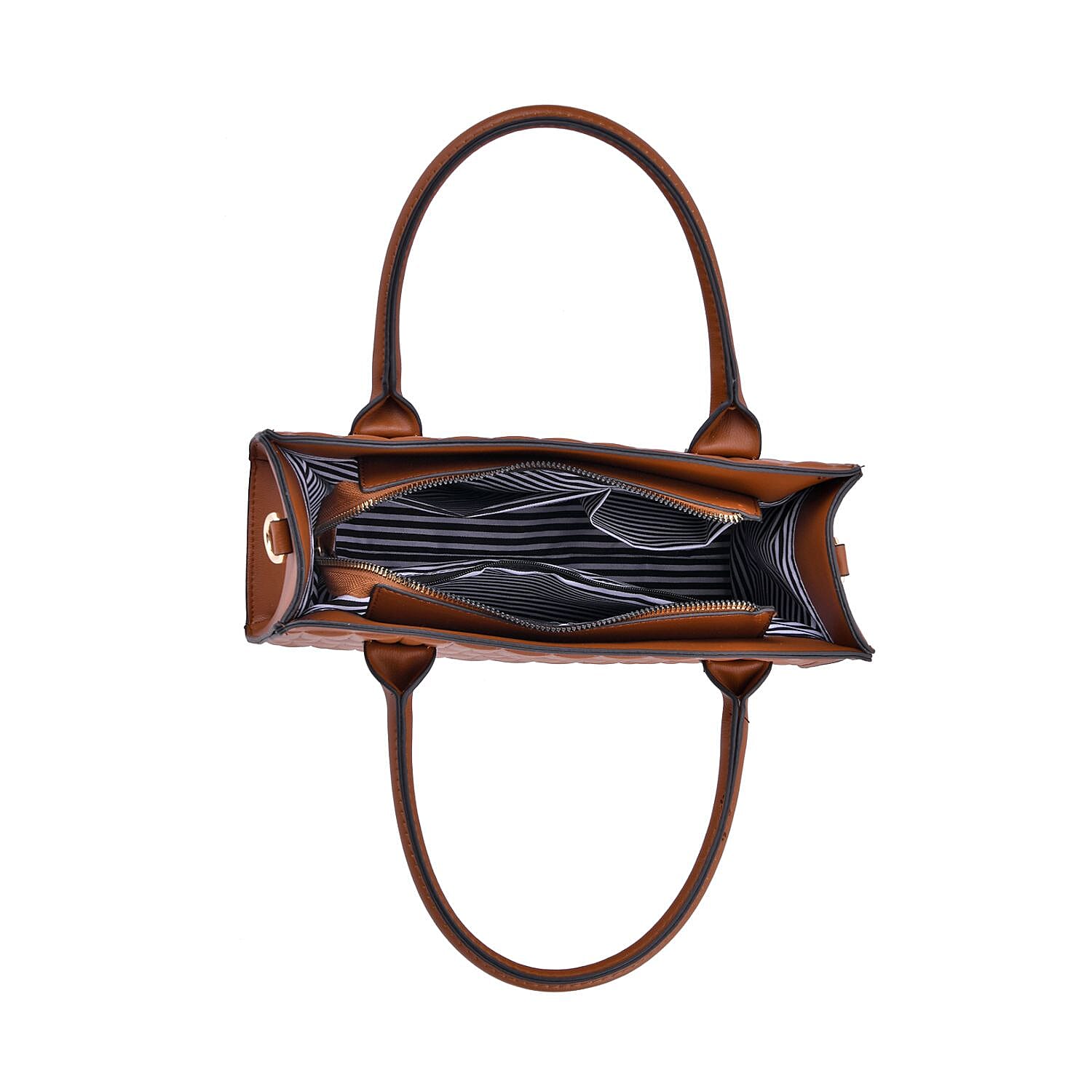 Ribbed Pattern Crossbody Bag - Tan