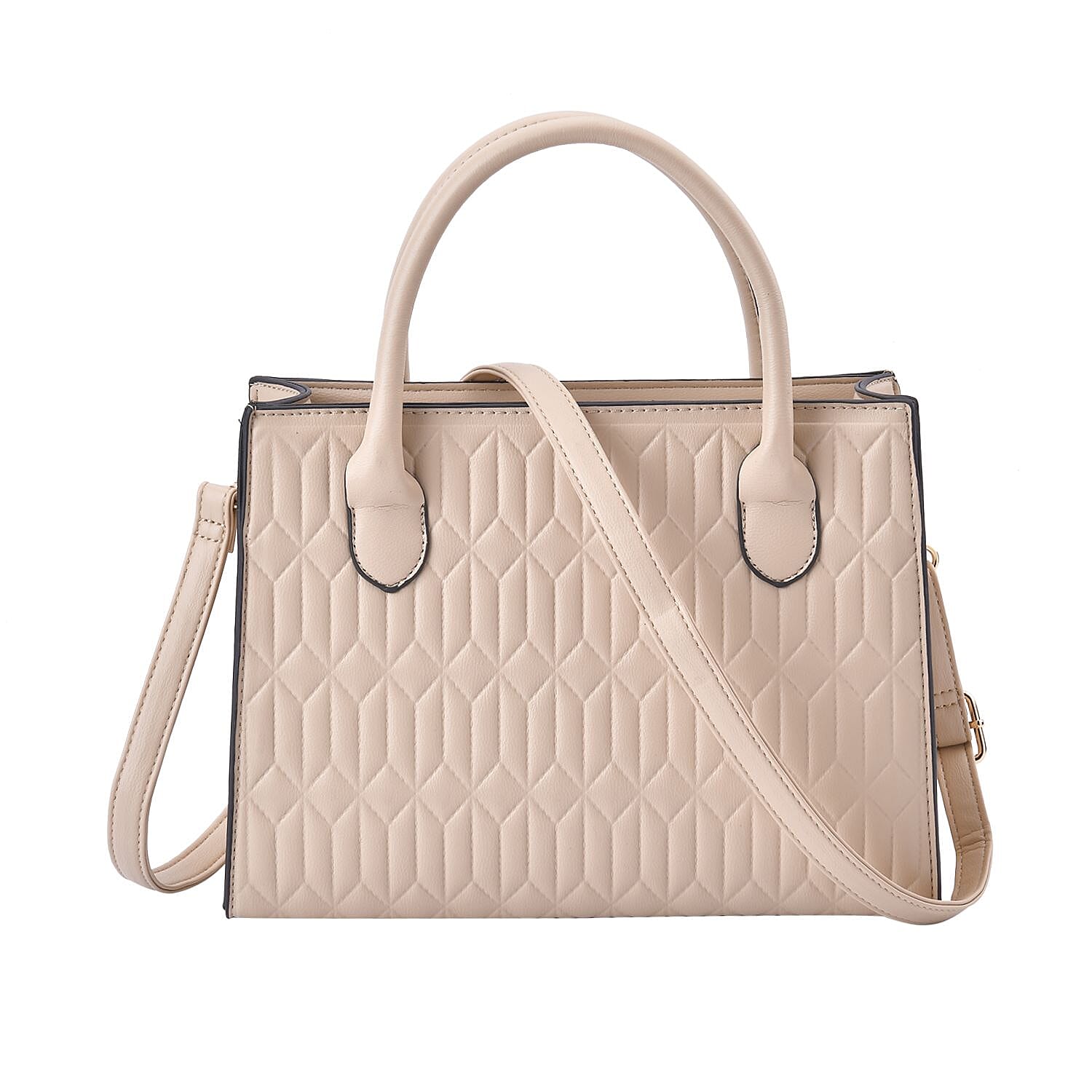 Ribbed Pattern Crossbody Bag - Nude