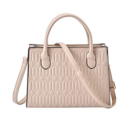 Christmas Finds - Ribbed Pattern Crossbody Bag - Nude