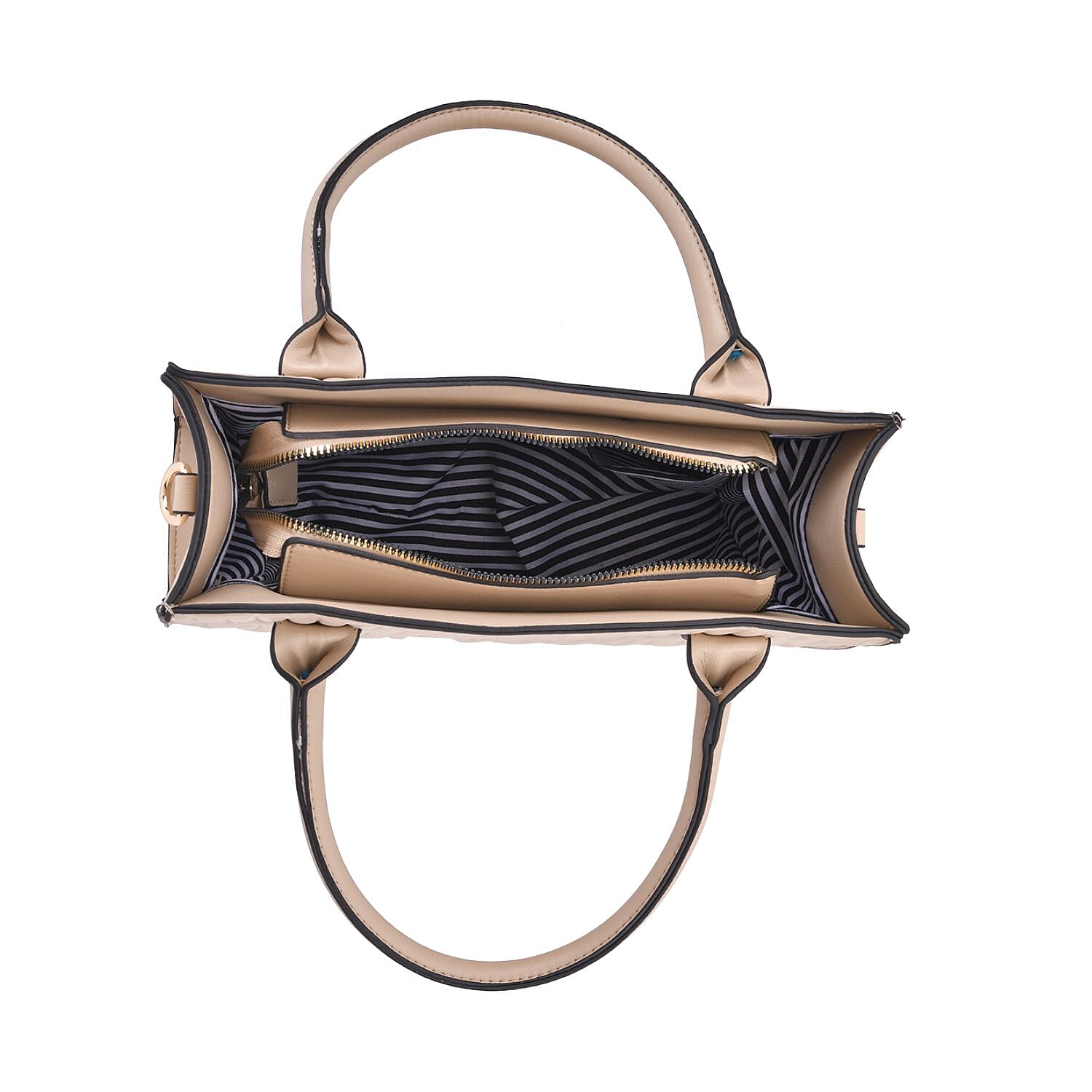 Ribbed Pattern Crossbody Bag - Nude