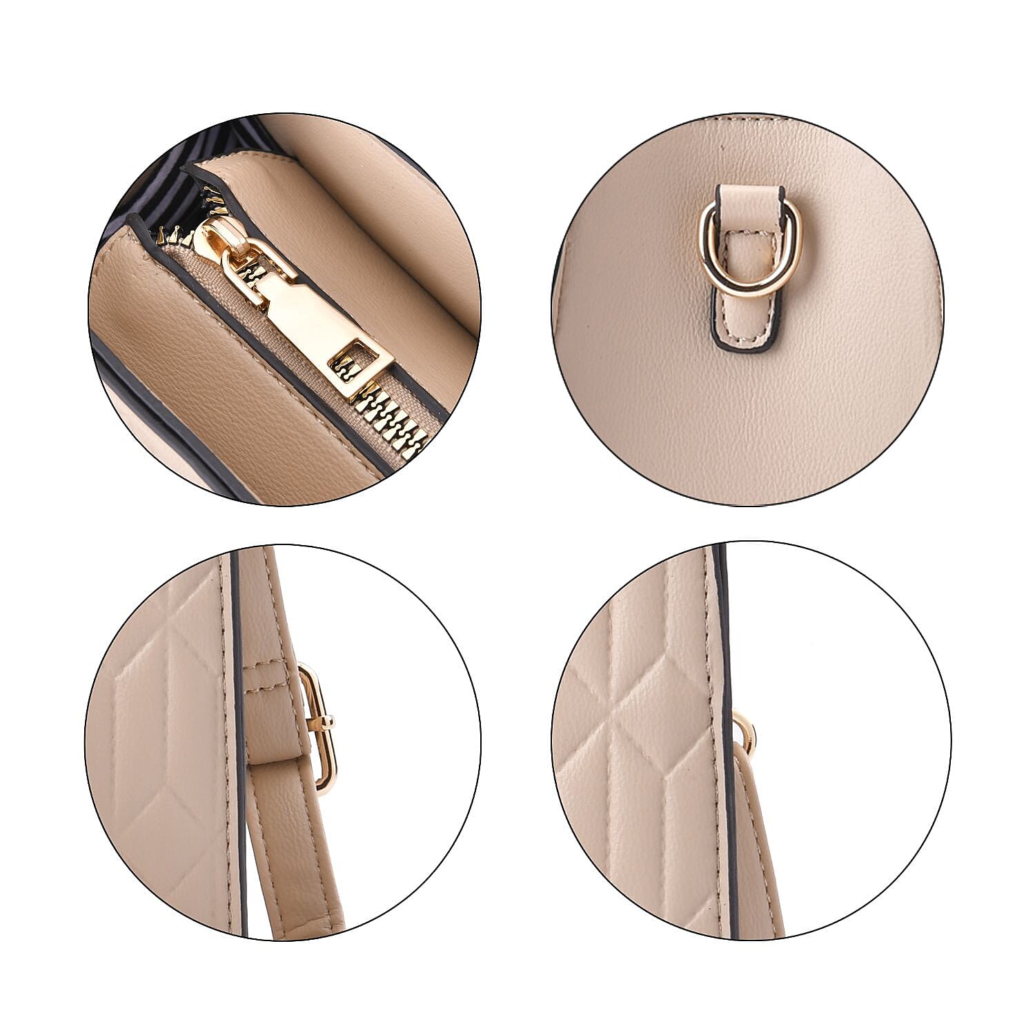 Ribbed Pattern Crossbody Bag - Nude