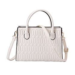 Christmas Finds - Ribbed Pattern Crossbody Bag - Nude