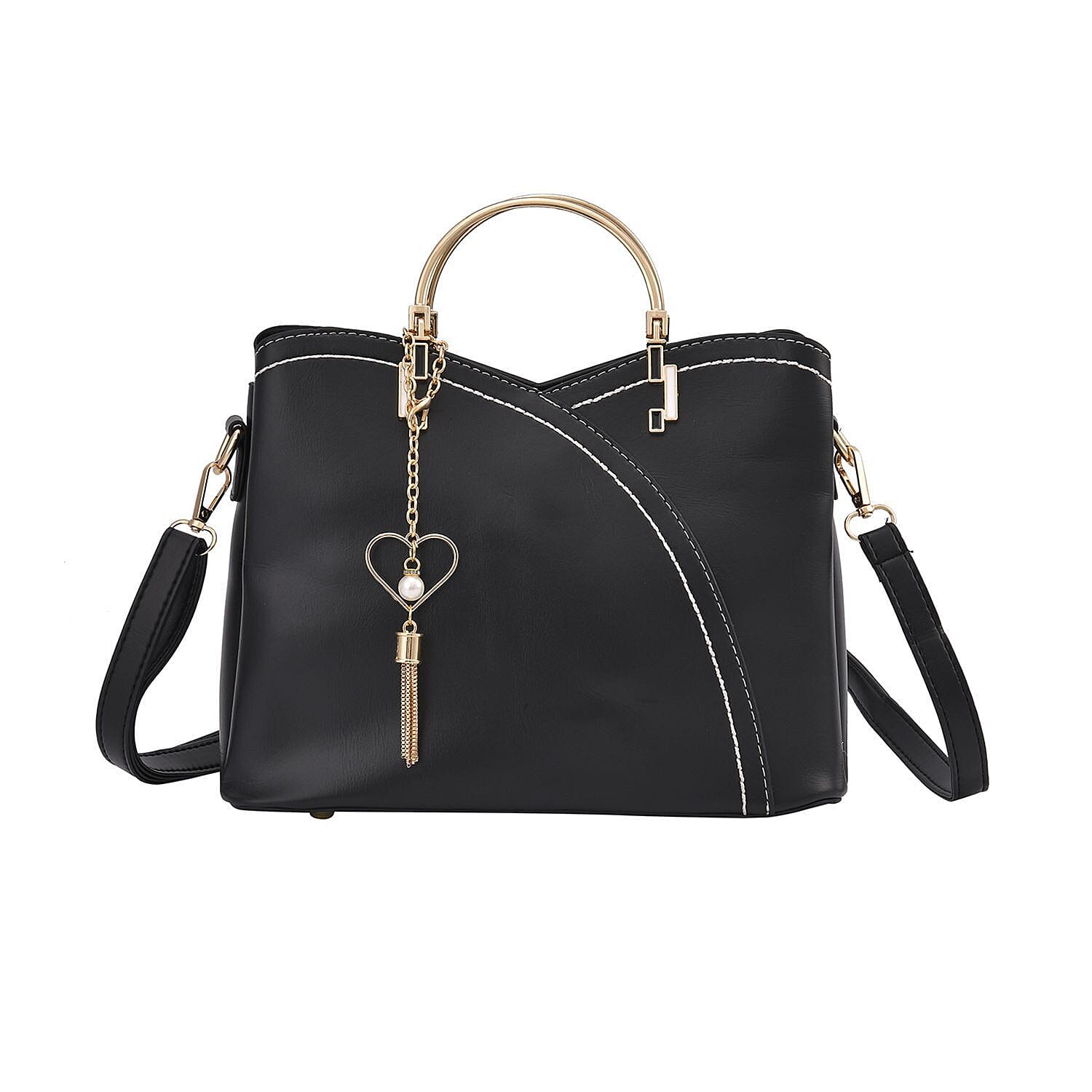 Convertible Bag with Detachable Long strap - Burgundy & White