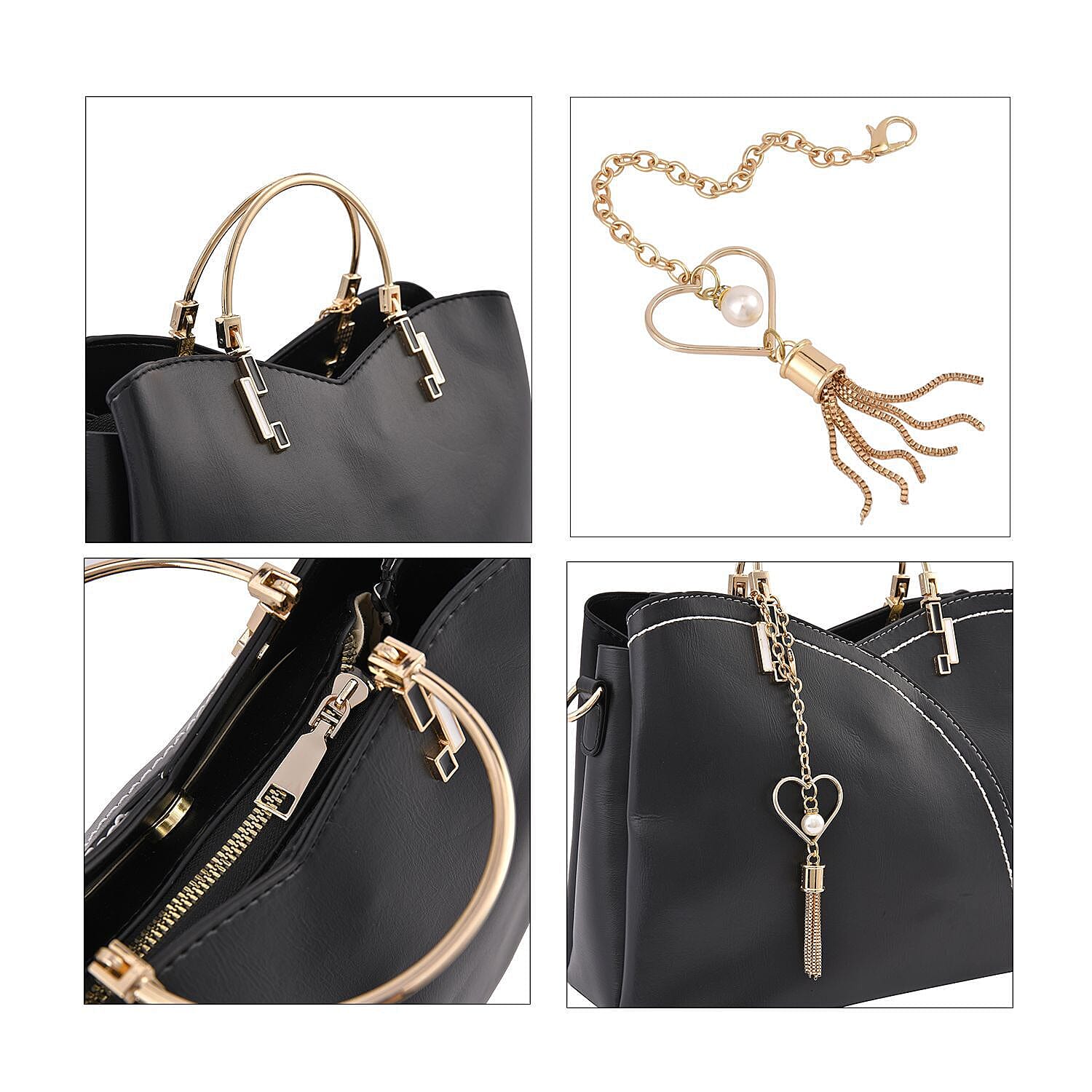 Convertible Bag with Detachable Long strap - Burgundy & White