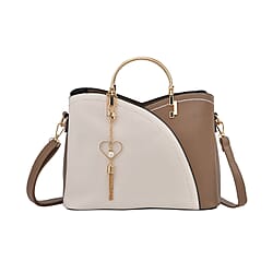 Convertible Bag with Detachable Long strap - Burgundy & White