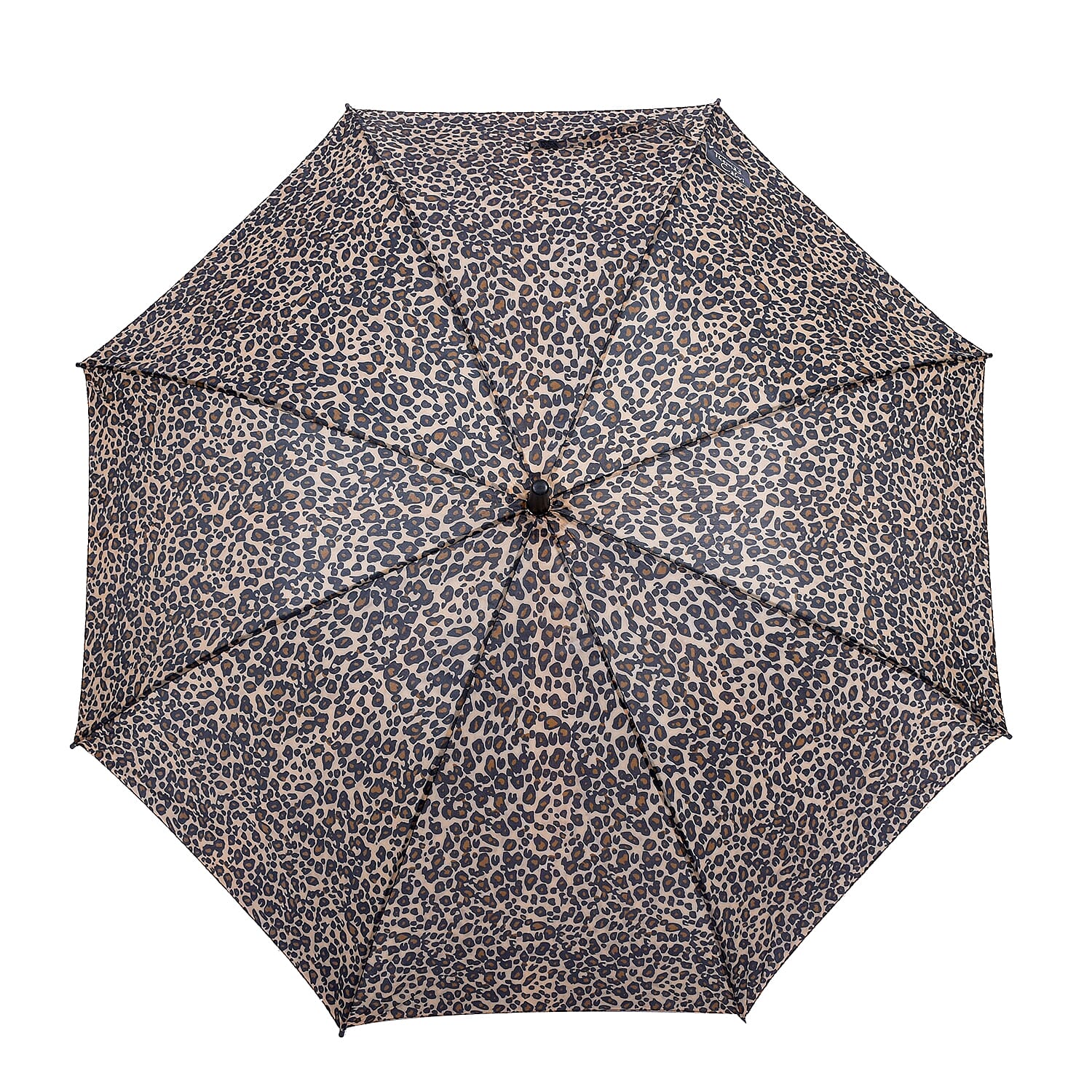 Leopard Pattern Auto Opening Umbrella in an 8 Panel - Beige & Black