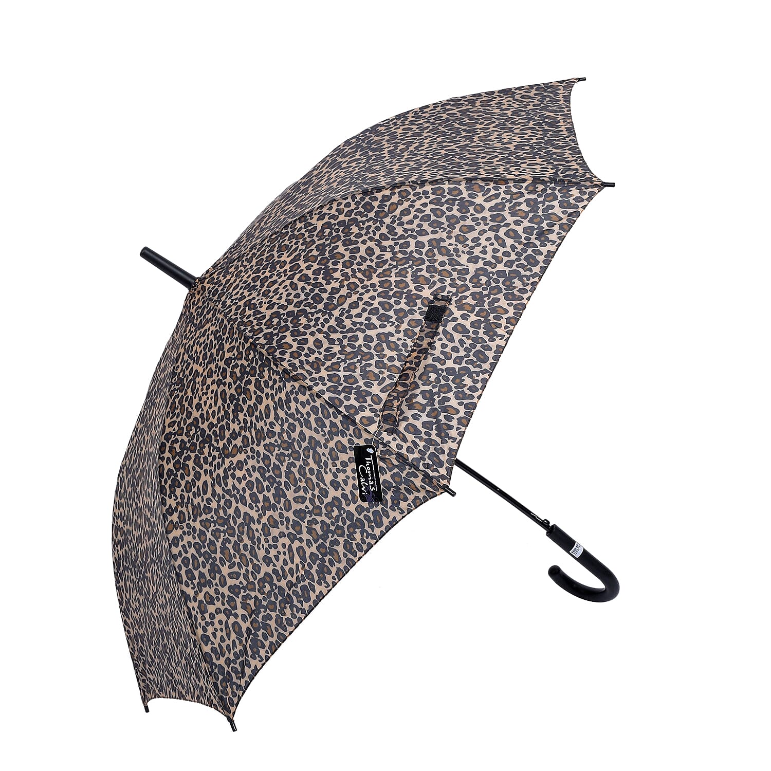 Leopard Pattern Auto Opening Umbrella in an 8 Panel - Beige & Black