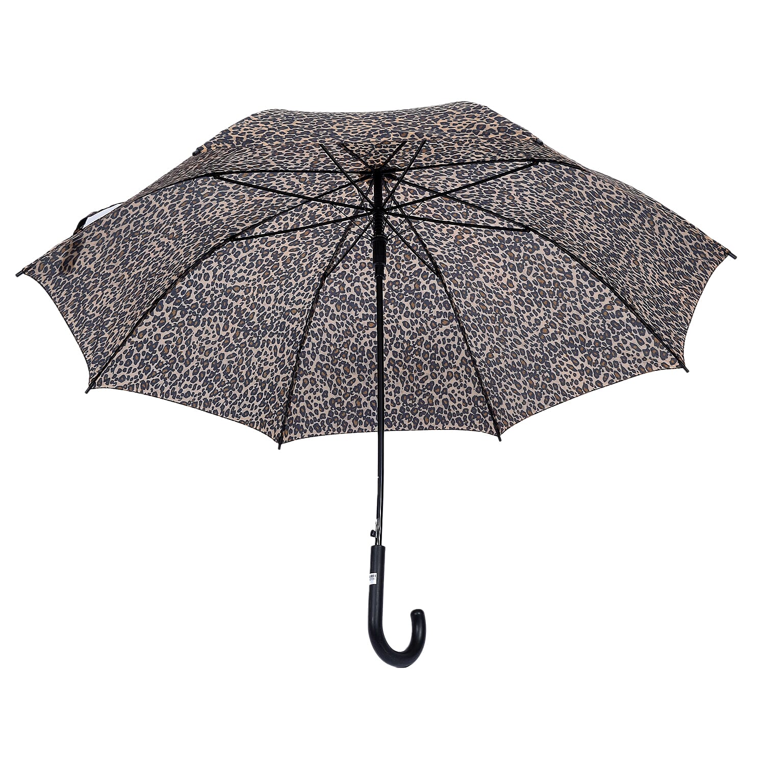 Leopard Pattern Auto Opening Umbrella in an 8 Panel - Beige & Black
