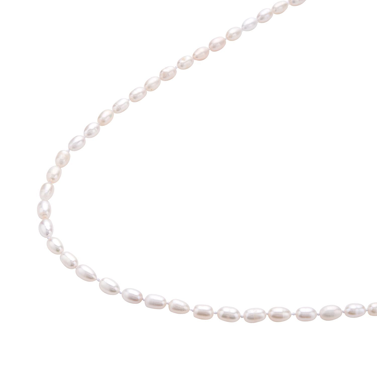 Fresh Water Pearl Necklace (Size - 26) in Rhodium Overlay Sterling Silver