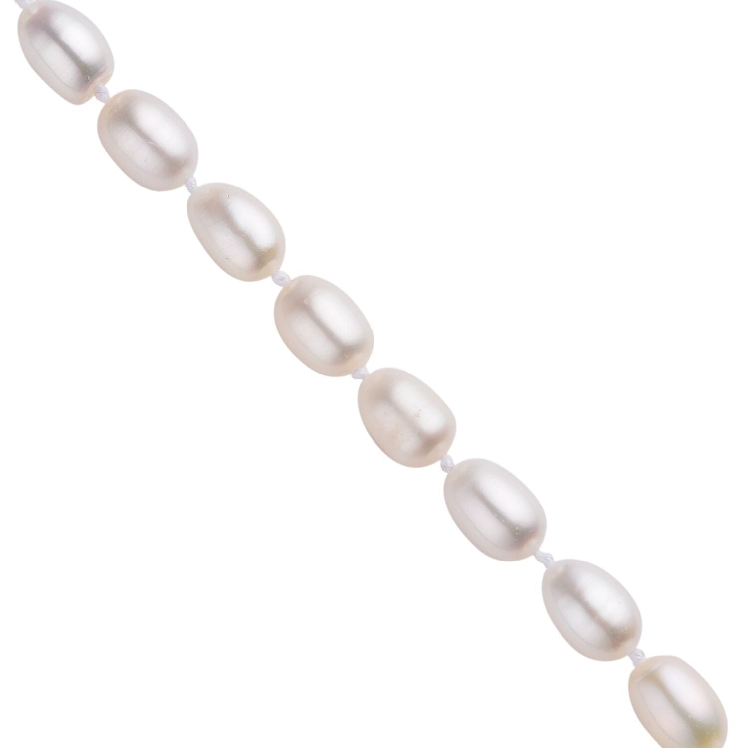 Fresh Water Pearl Necklace (Size - 26) in Rhodium Overlay Sterling Silver