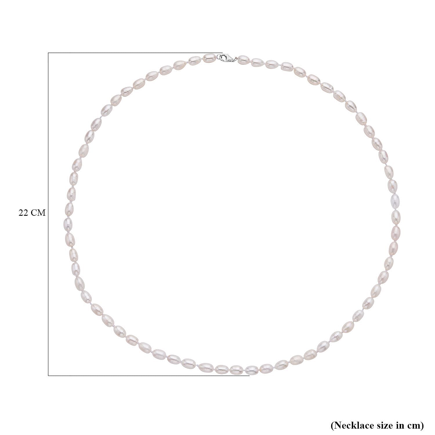 Fresh Water Pearl Necklace (Size - 26) in Rhodium Overlay Sterling Silver