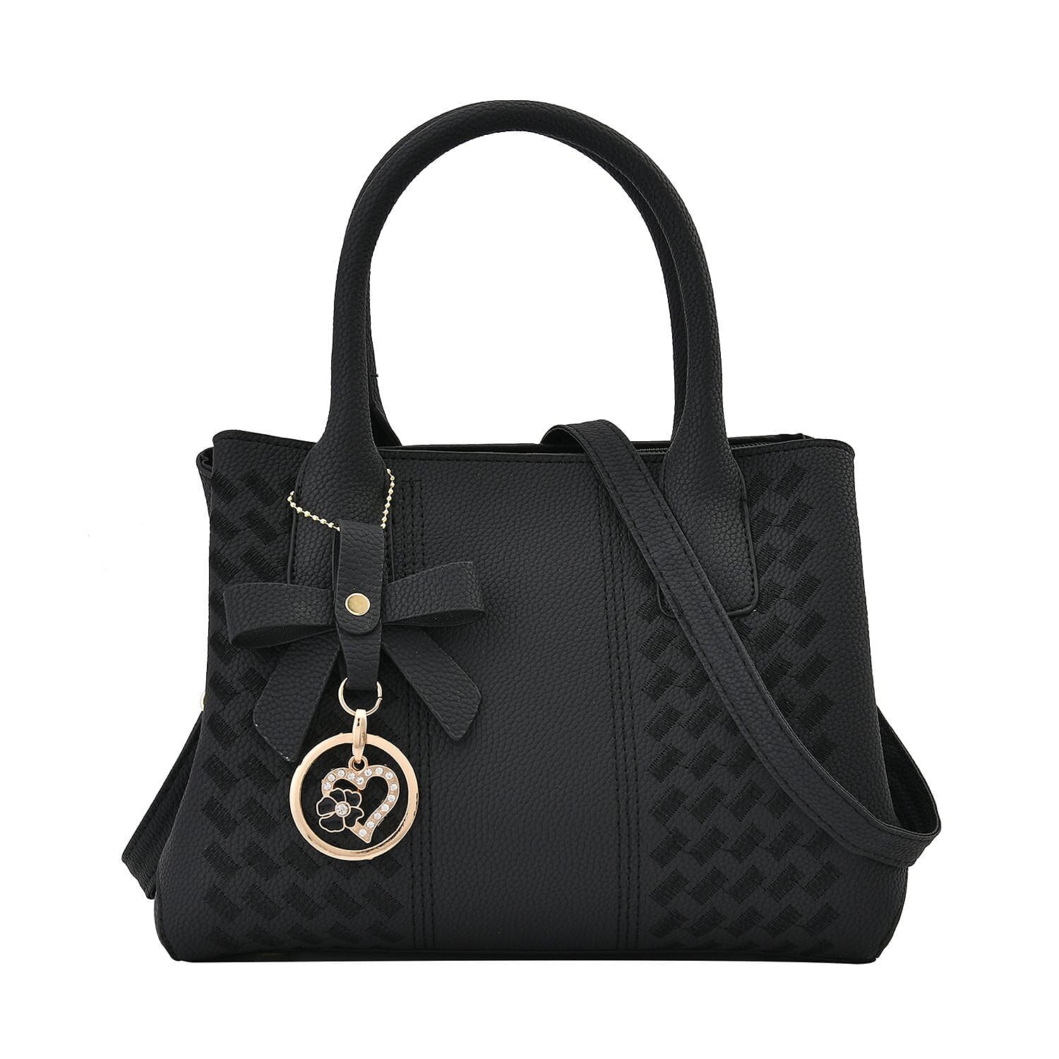 Crossbody Convertible Bag with Detachable Long Strap (Size 29x21x13 cm) - Black