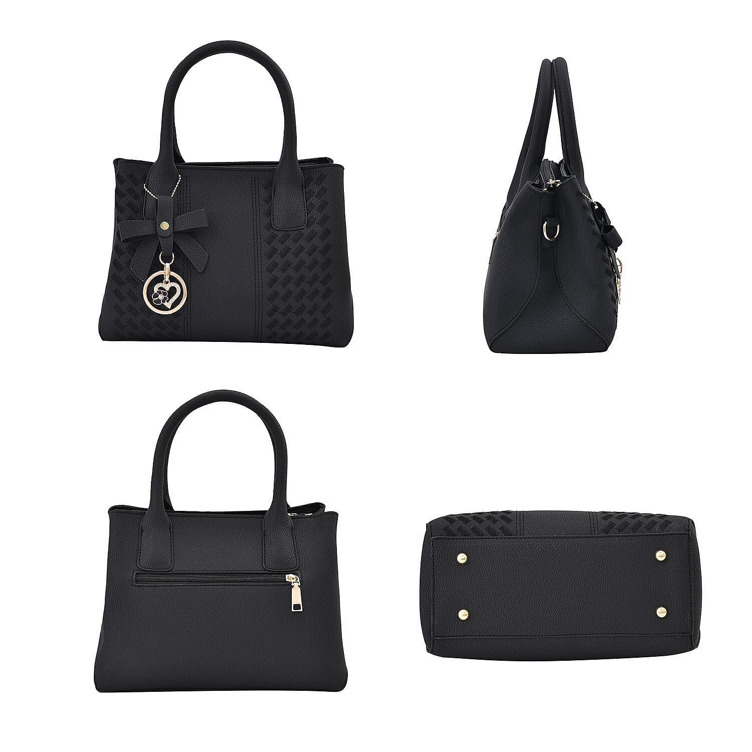 Crossbody Convertible Bag with Detachable Long Strap (Size 29x21x13 cm) - Black