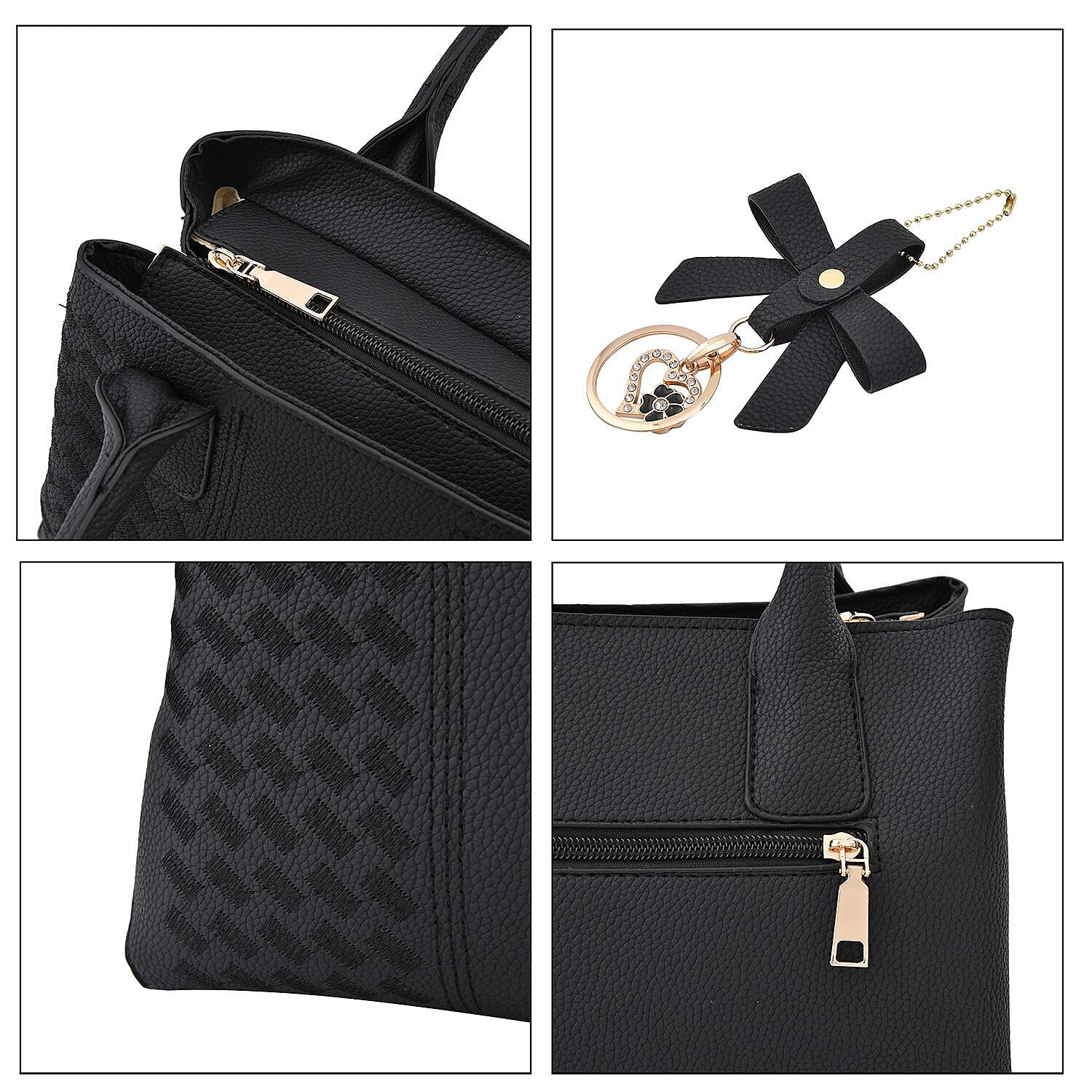 Crossbody Convertible Bag with Detachable Long Strap (Size 29x21x13 cm) - Black