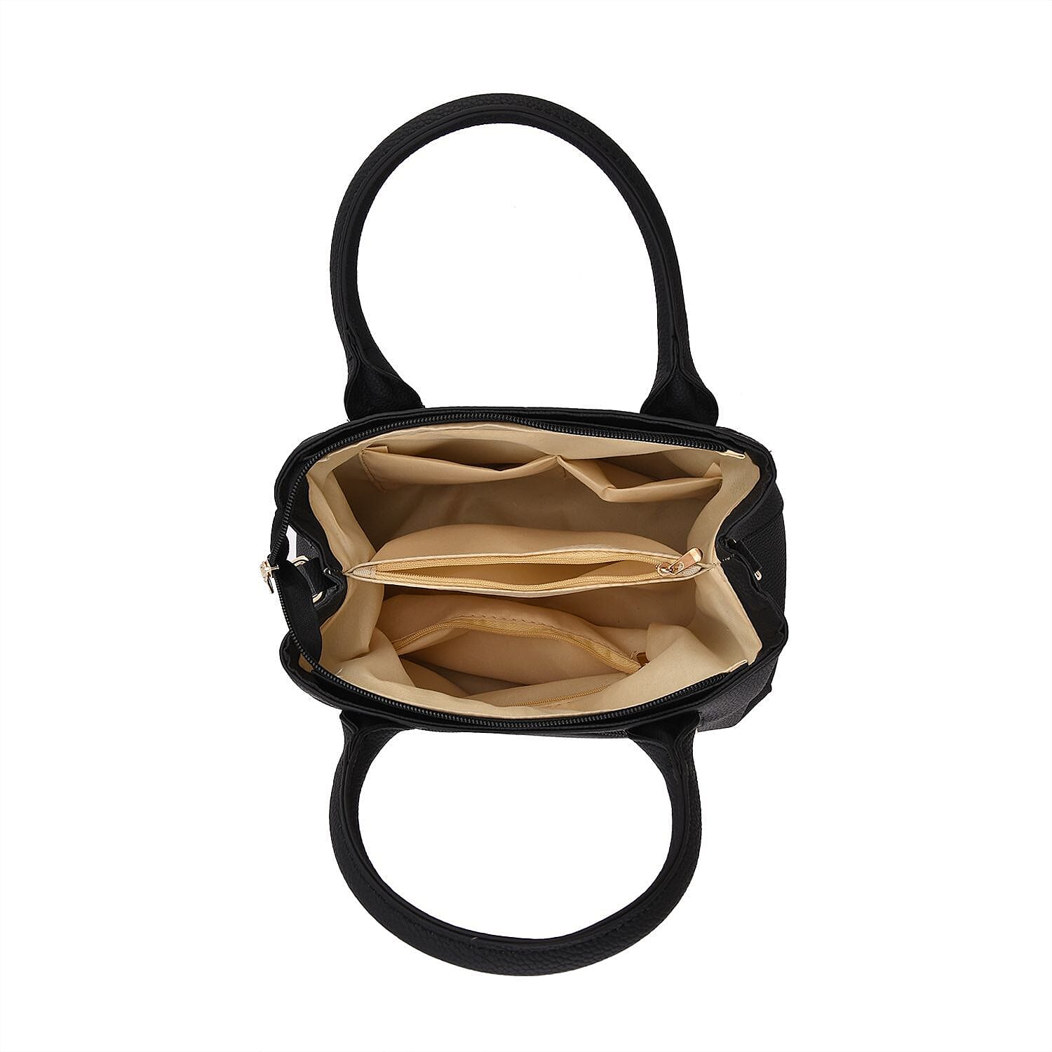 Crossbody Convertible Bag with Detachable Long Strap (Size 29x21x13 cm) - Black