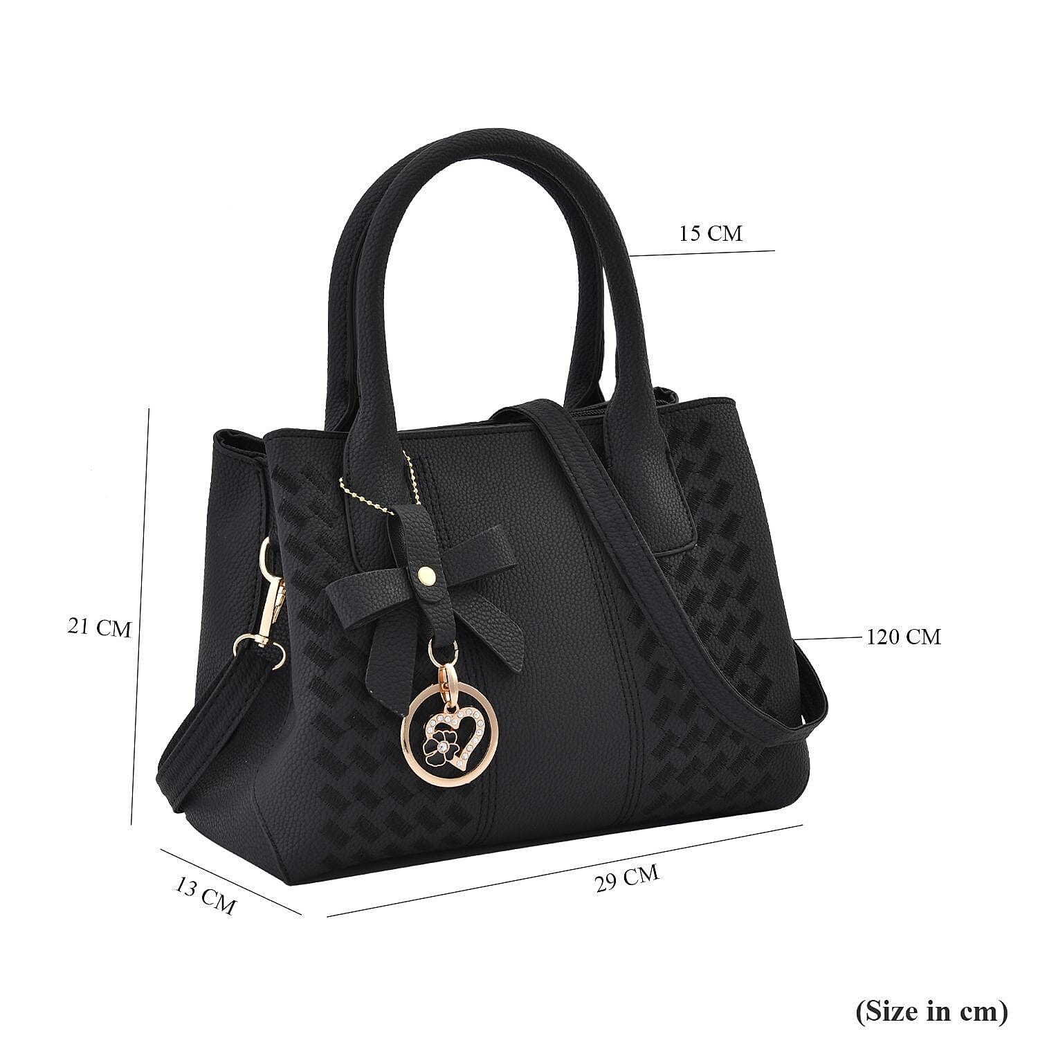 Crossbody Convertible Bag with Detachable Long Strap (Size 29x21x13 cm) - Black