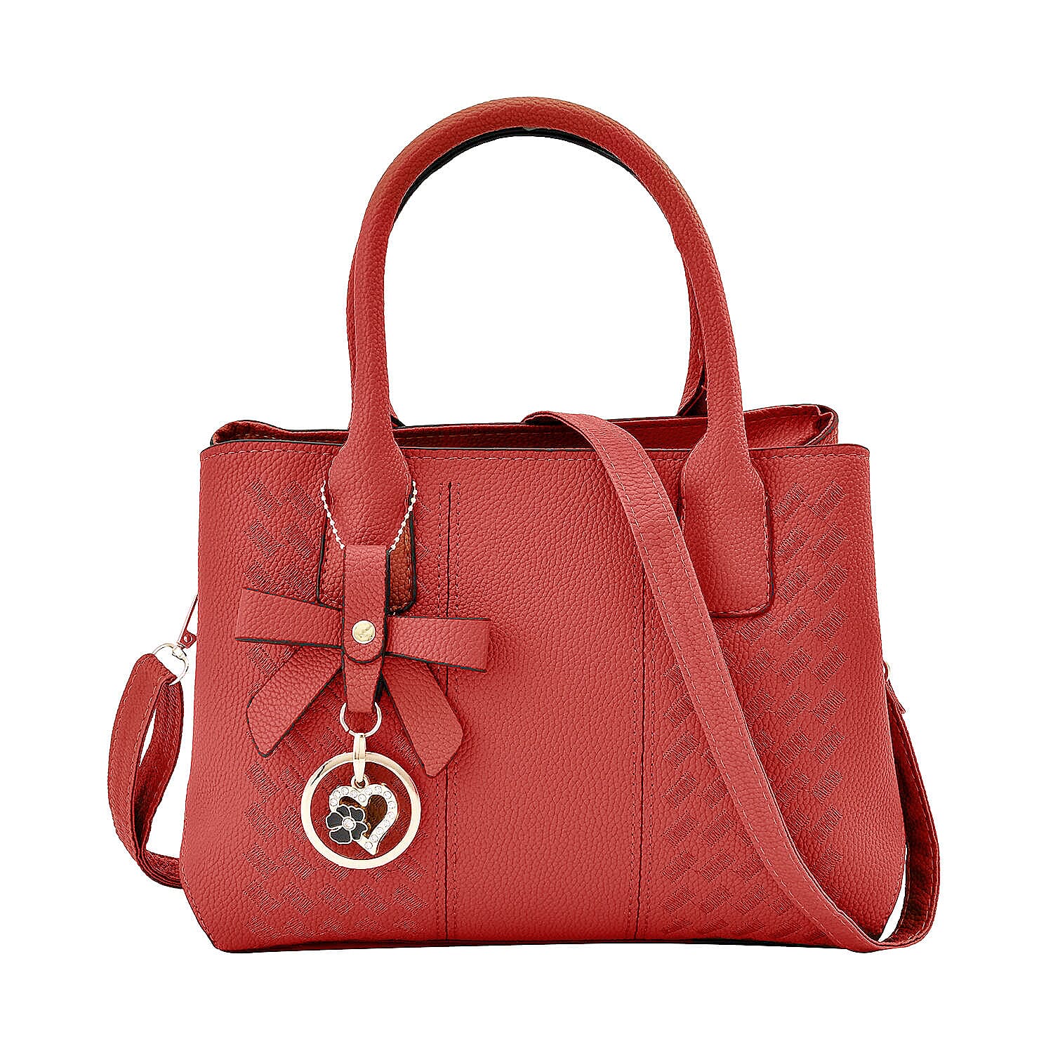 Crossbody Convertible Bag with Detachable Long Strap - Burgundy