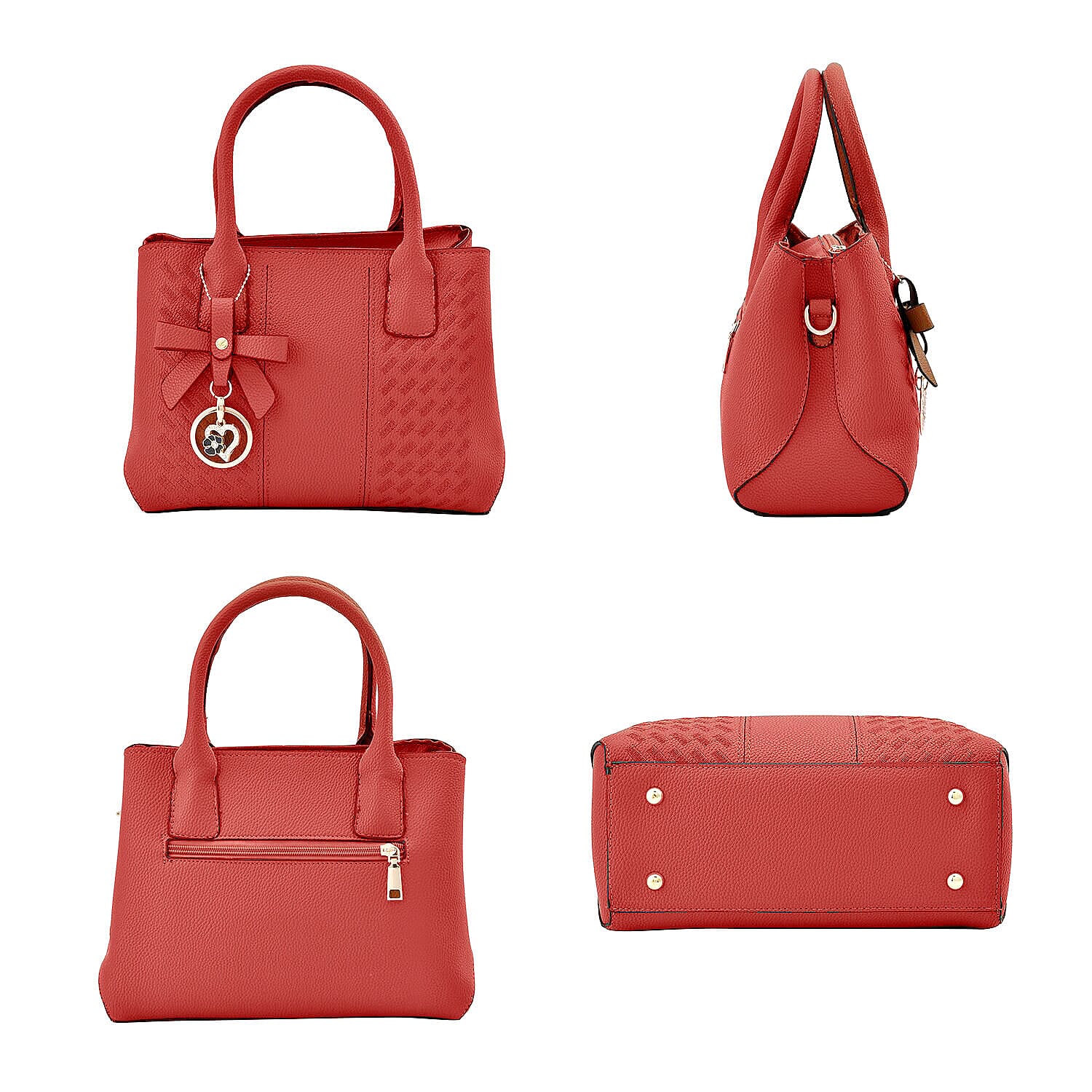 Crossbody Convertible Bag with Detachable Long Strap - Burgundy