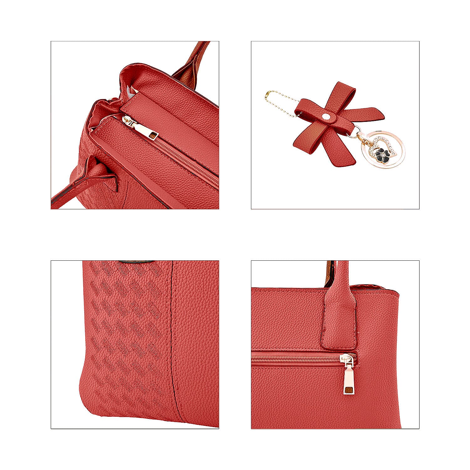 Crossbody Convertible Bag with Detachable Long Strap - Burgundy