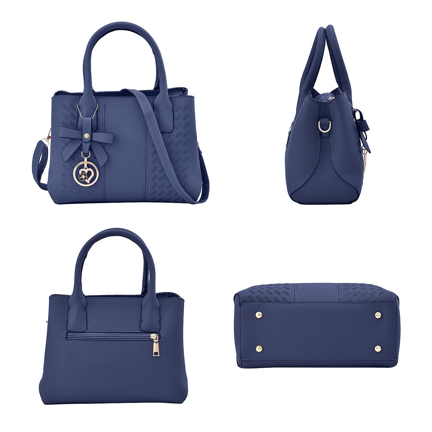 Crossbody Convertible Bag with Detachable Long Strap - Navy