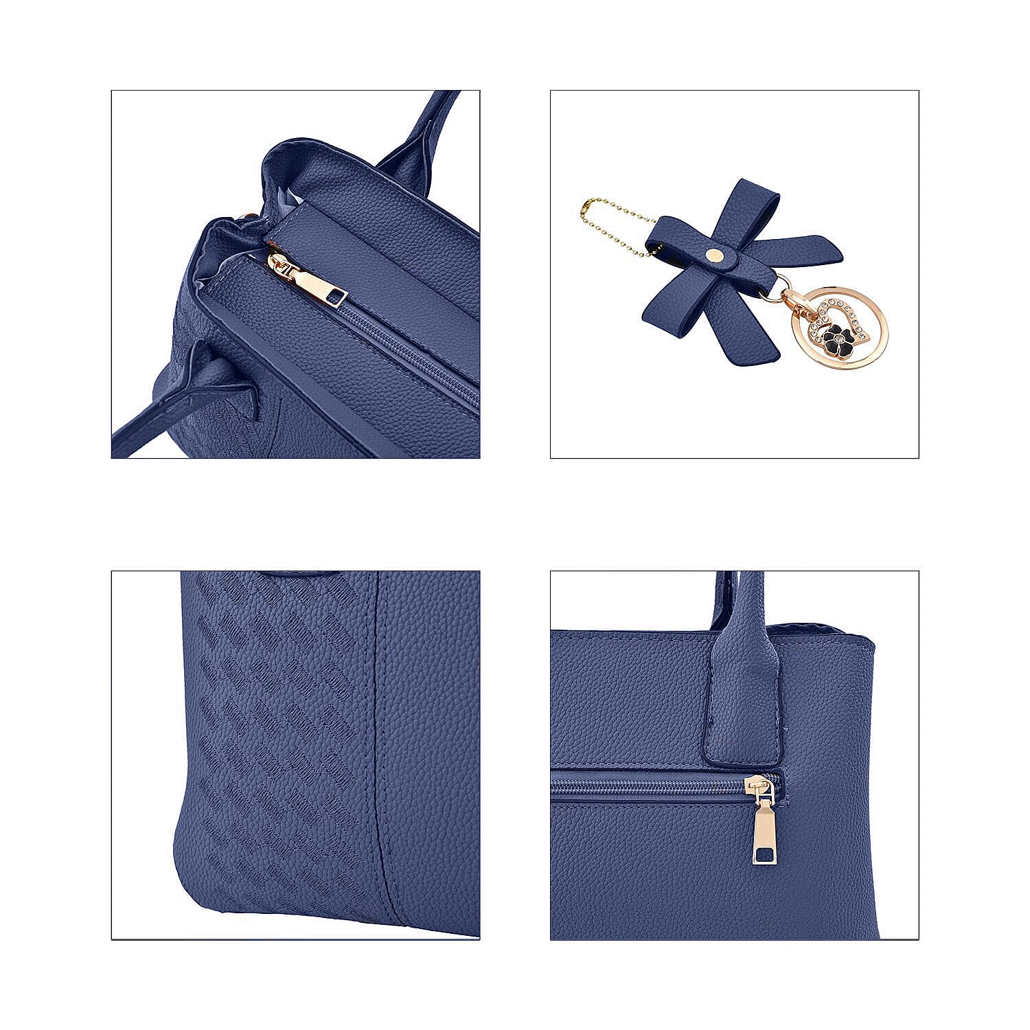Crossbody Convertible Bag with Detachable Long Strap - Navy