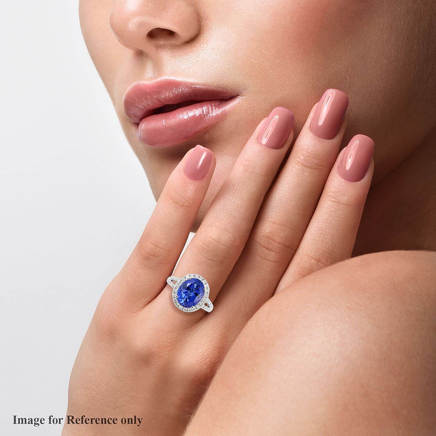 RHAPSODY 950 Platinum AGI Certified AAAA Tanzanite & Diamond (VS-E-F) Ring 5.30 Ct, Platinum Wt. 6.65 Gms