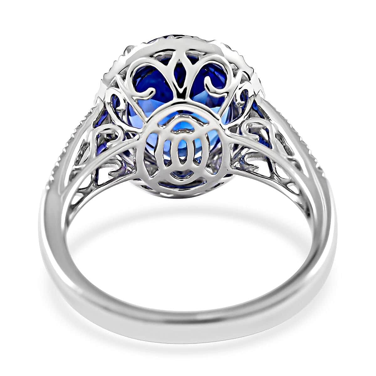 RHAPSODY 950 Platinum AGI Certified AAAA Tanzanite & Diamond (VS-E-F) Ring 5.30 Ct, Platinum Wt. 6.65 Gms