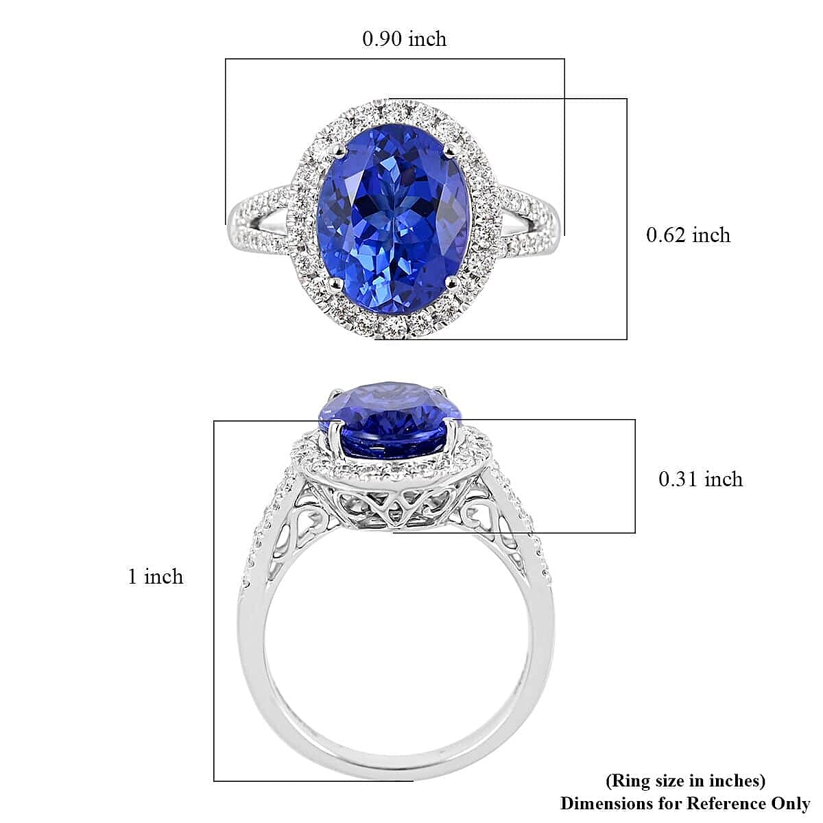 RHAPSODY 950 Platinum AGI Certified AAAA Tanzanite & Diamond (VS-E-F) Ring 5.30 Ct, Platinum Wt. 6.65 Gms