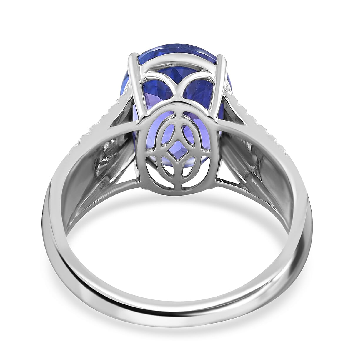 950 Platinum AAAA Tanzanite & White Diamond VS Ring 6.60 Ct,  Platinum Wt. 9.57 Gms