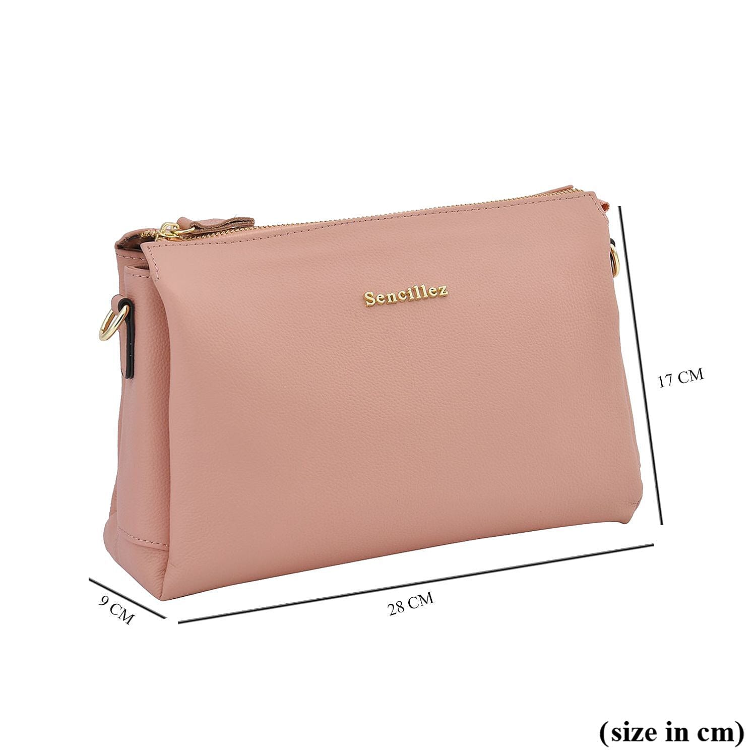 Sencillez Genuine Leather Solid Crossbody Bag with Shoulder Strap - Grey