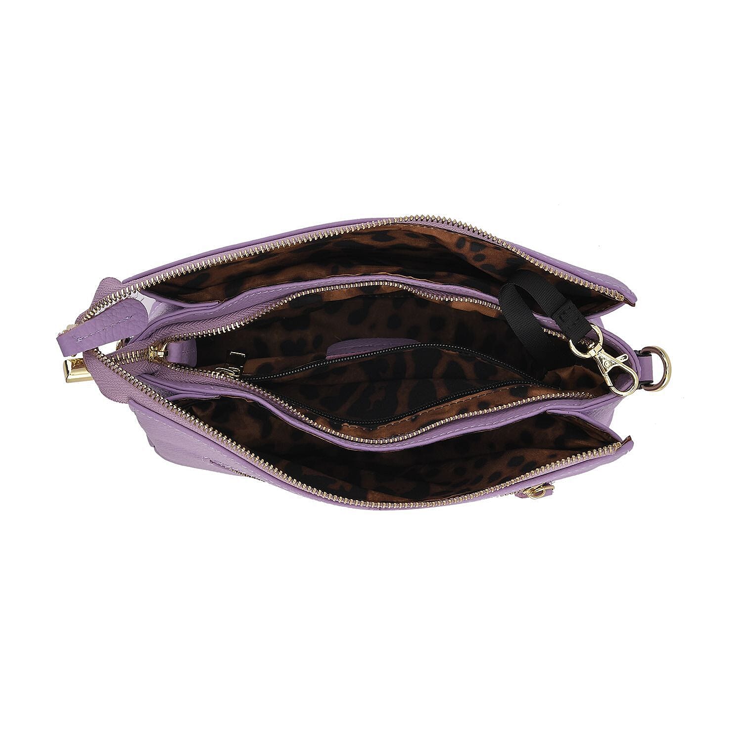 Sencillez 100% Genuine Leather Crossbody Bag with Detachable Shoulder Strap - Purple