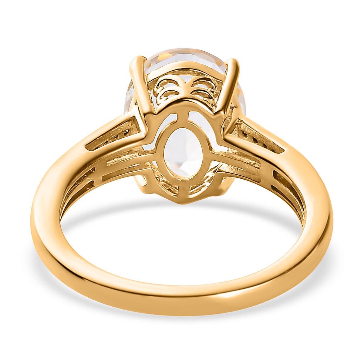 Hyalite Opal and Moissanite Ring in 18K Vermeil Yellow Gold Plated Sterling Silver 2.73 Ct. Hyalite Opal and Moissanite Ring in 18K Vermeil Yellow Gold Plated Sterling Silver 2.73 Ct.