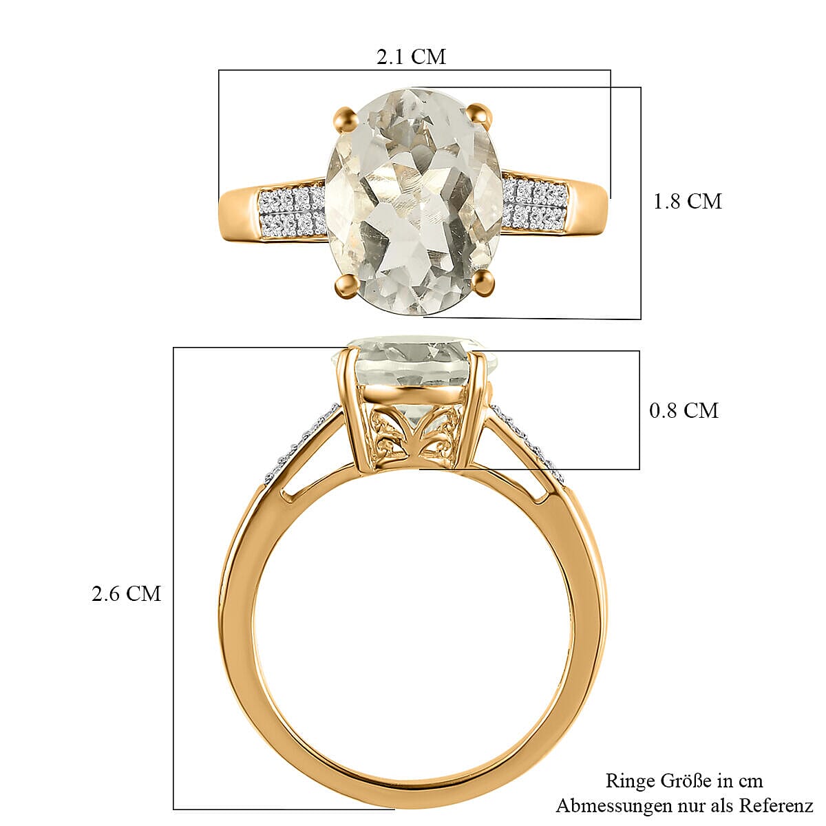 Hyalite Opal and Moissanite Ring in 18K Vermeil Yellow Gold Plated Sterling Silver 2.73 Ct. Hyalite Opal and Moissanite Ring in 18K Vermeil Yellow Gold Plated Sterling Silver 2.73 Ct.