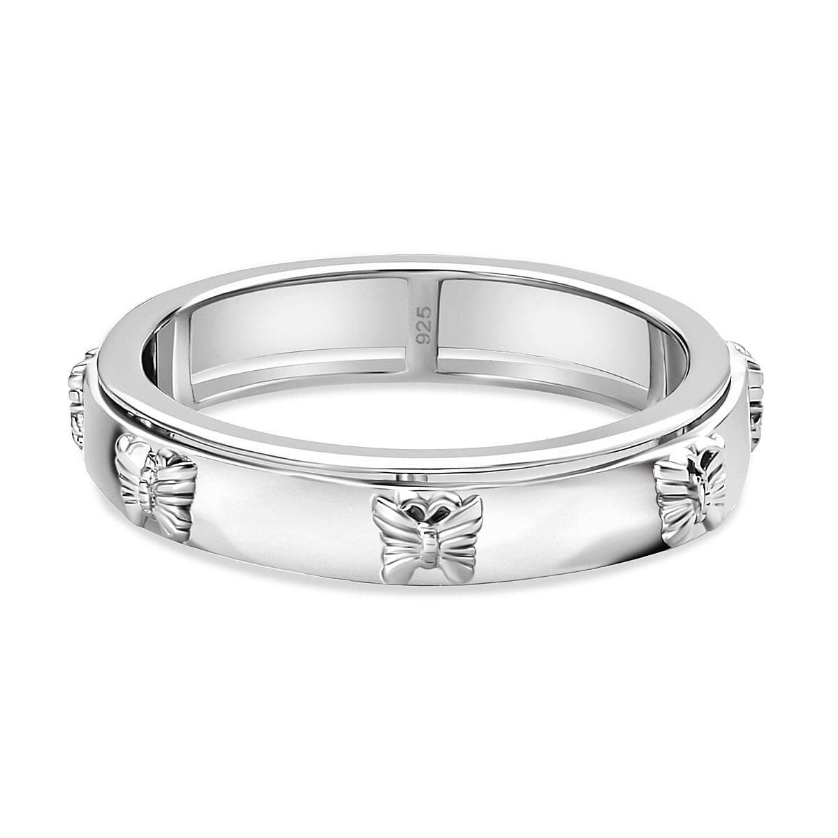 Sterling Silver Butterfly Spinner Band Ring
