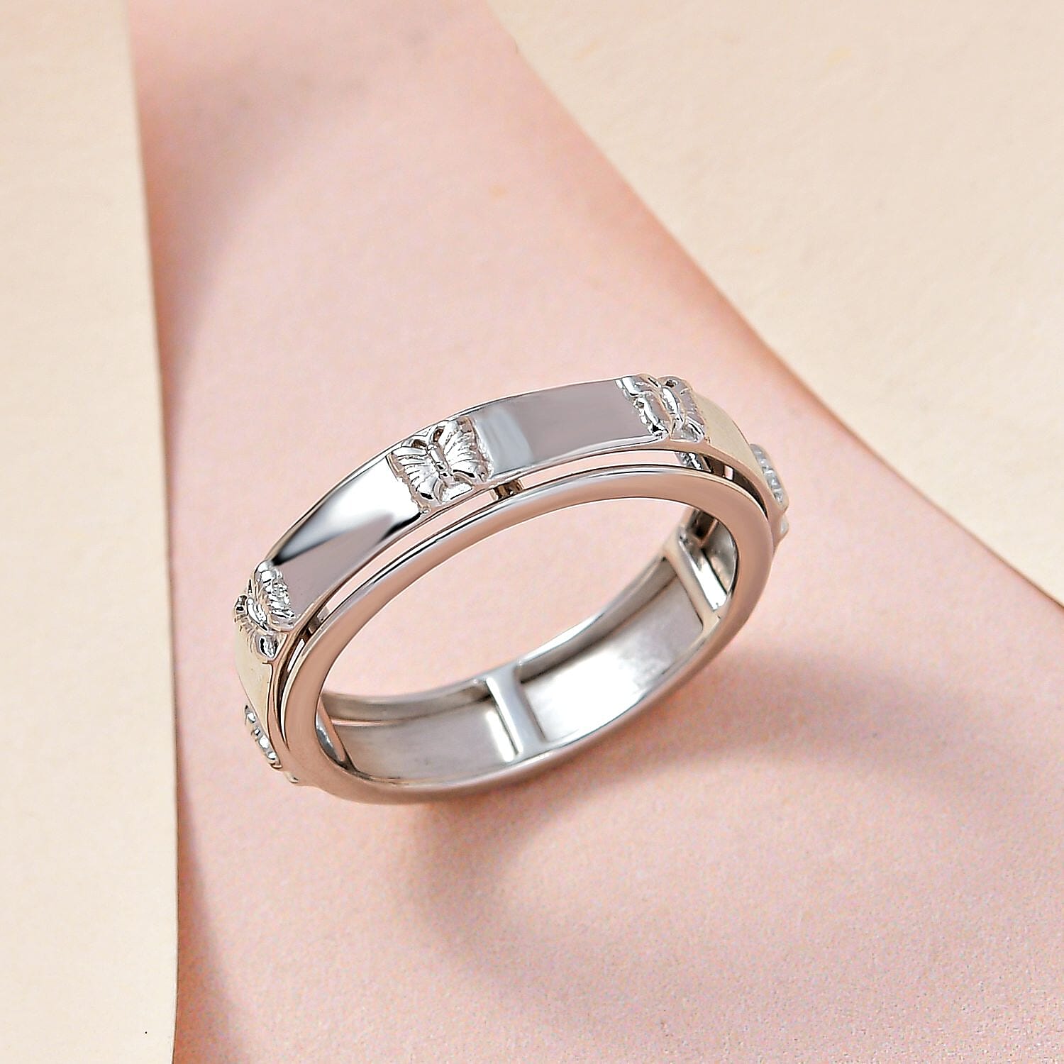 Sterling Silver Butterfly Spinner Band Ring