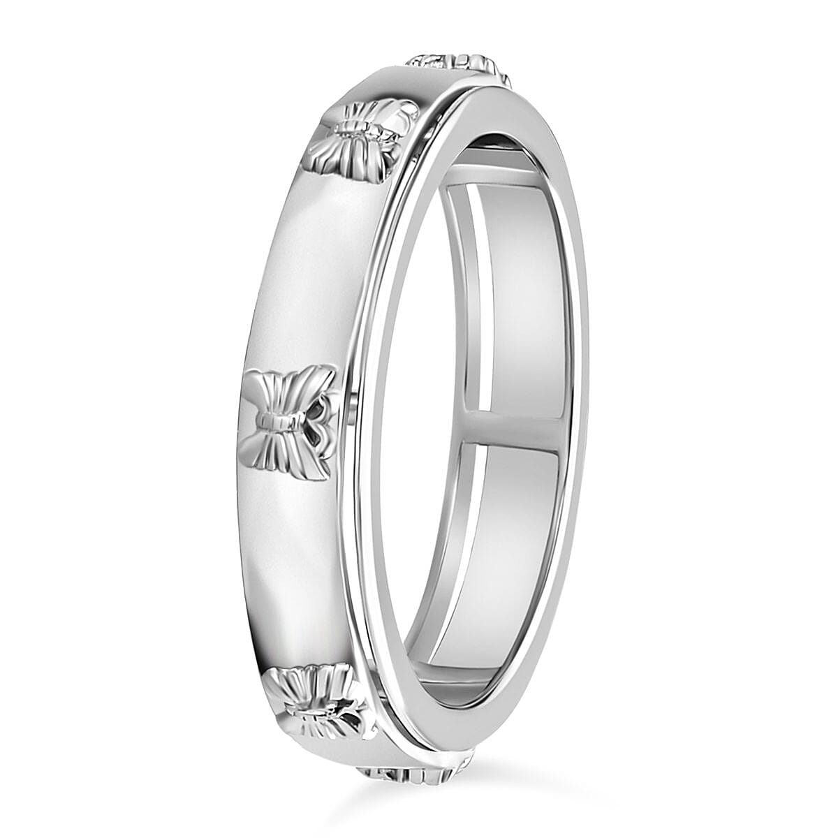 Sterling Silver Butterfly Spinner Band Ring