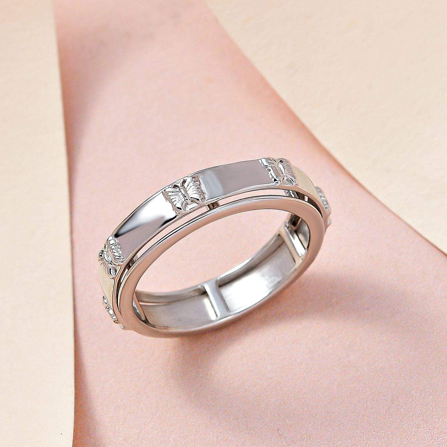 Sterling Silver Butterfly Spinner Band Ring