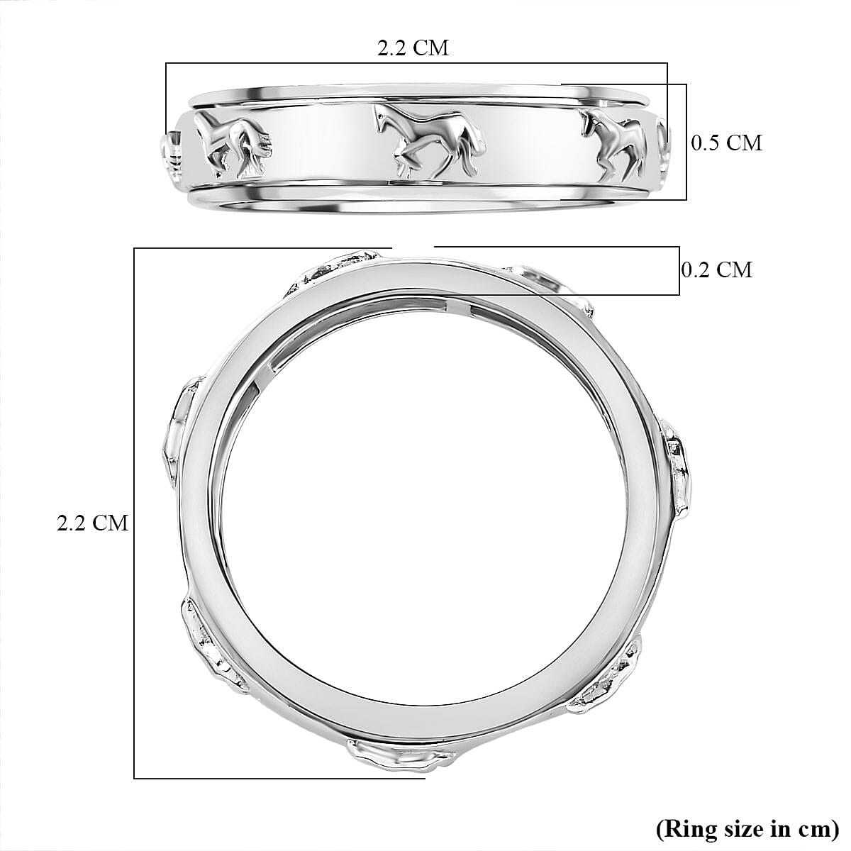 Sterling Silver Horse Spinner Band Ring