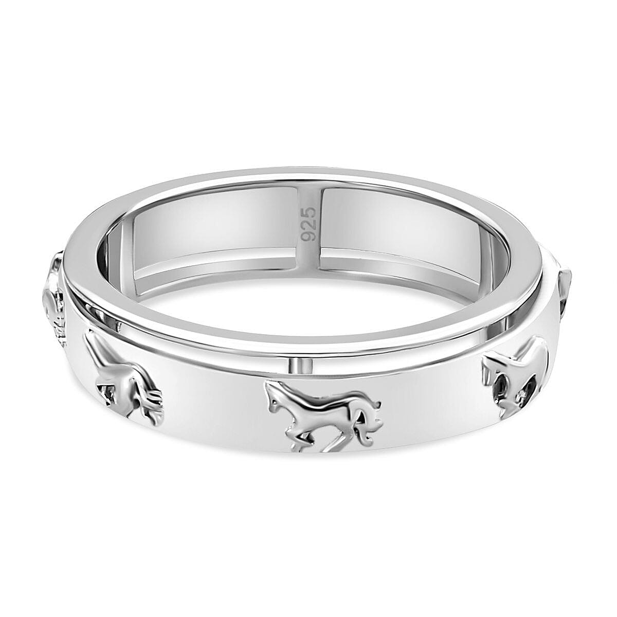 Sterling Silver Horse Spinner Band Ring