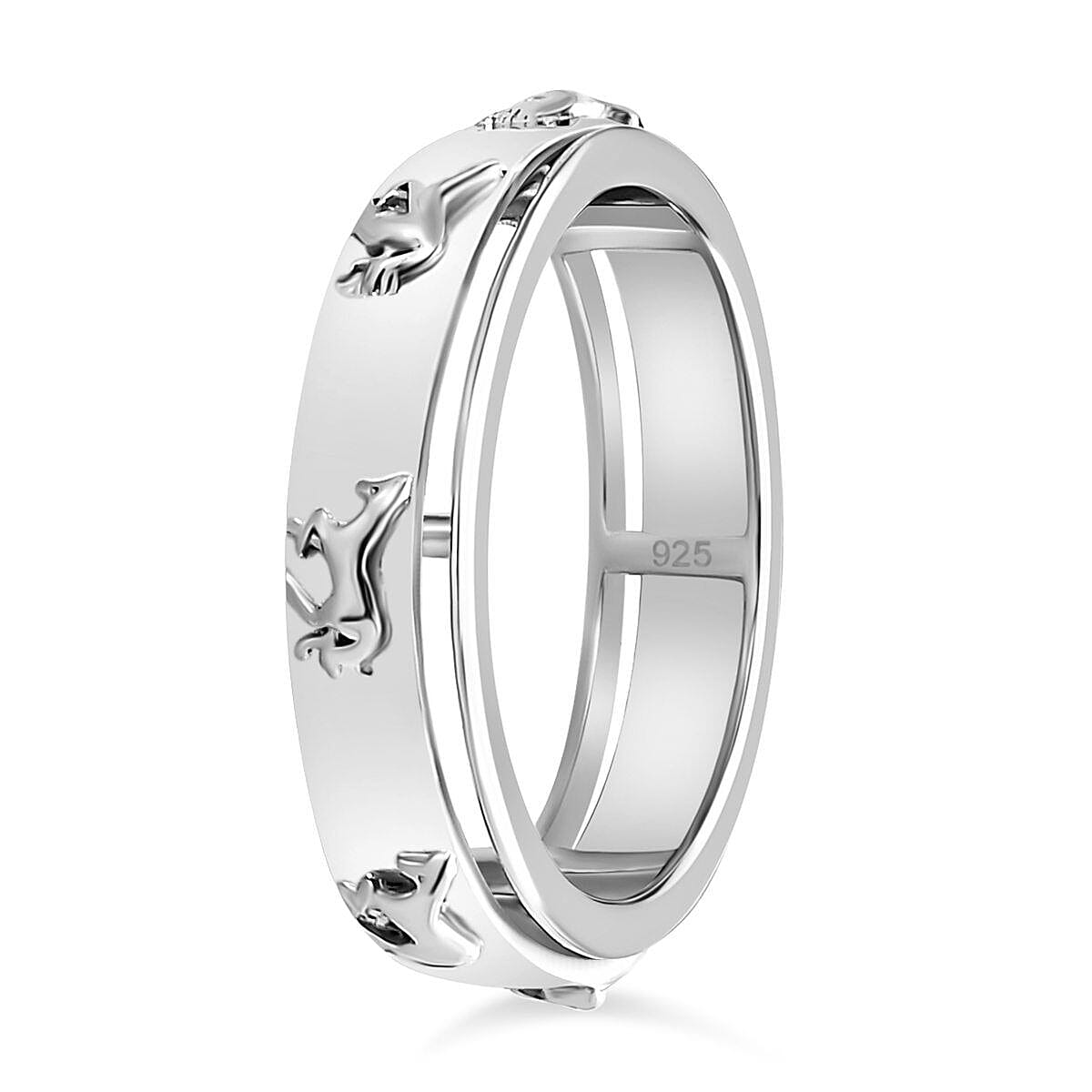 Sterling Silver Horse Spinner Band Ring