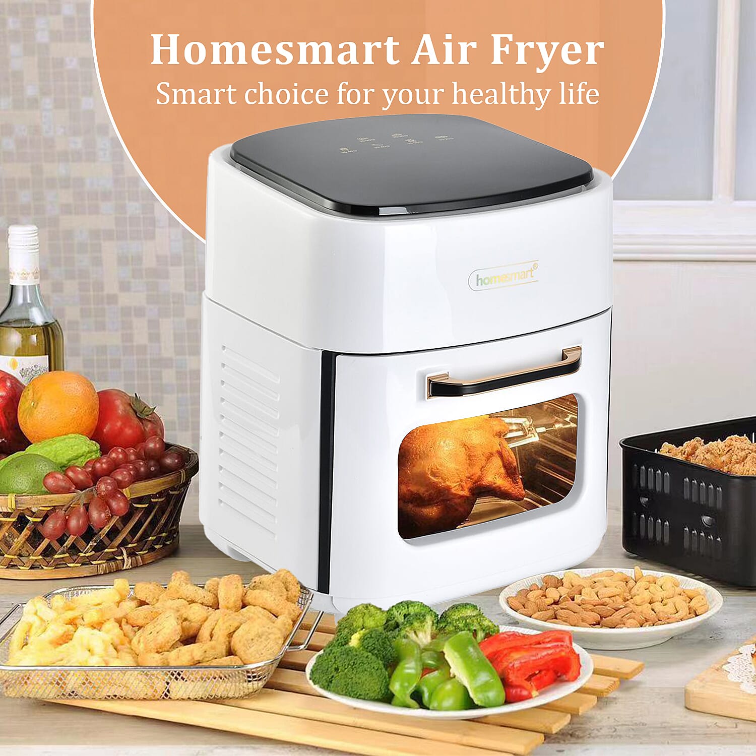 Homesmart 15 Litre Air Fryer (Size 37x31x29 cm) 1400W - White