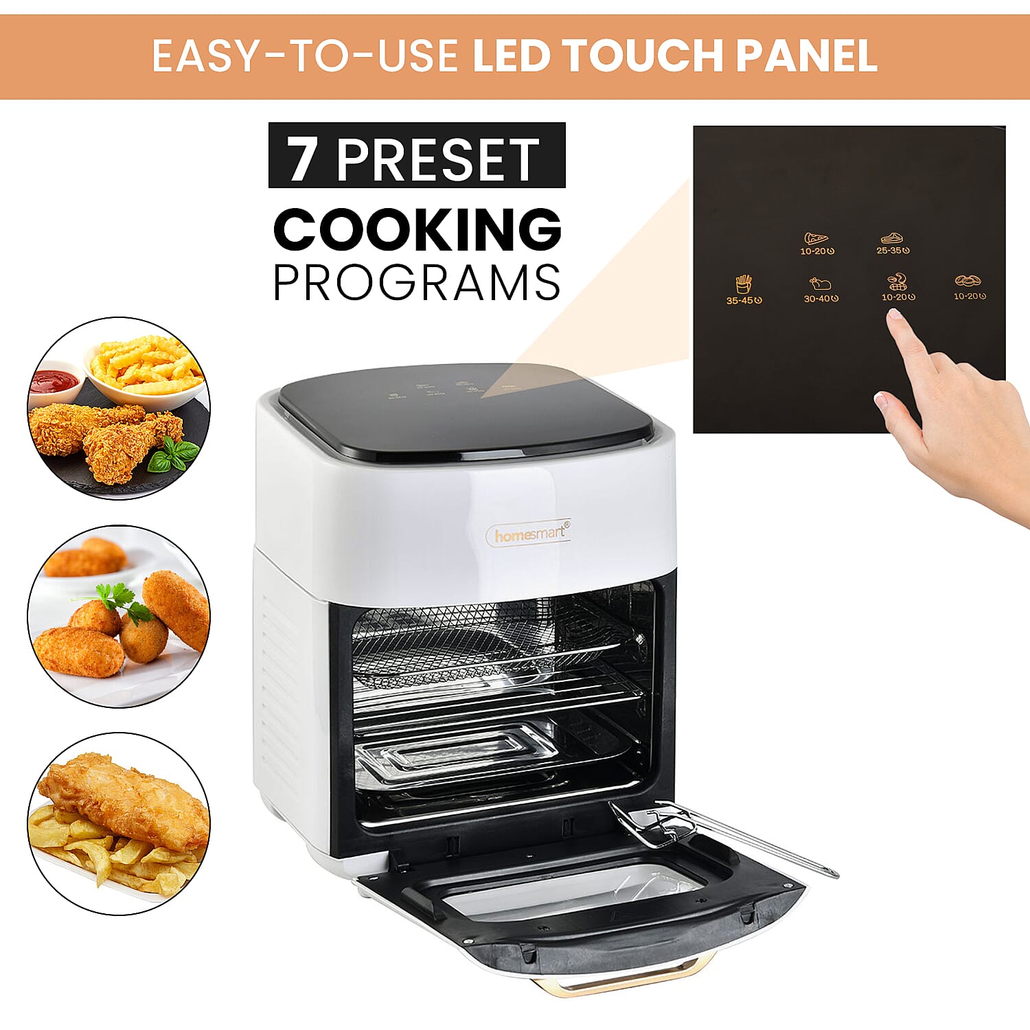 Homesmart 15 Litre Air Fryer (Size 37x31x29 cm) 1400W - White