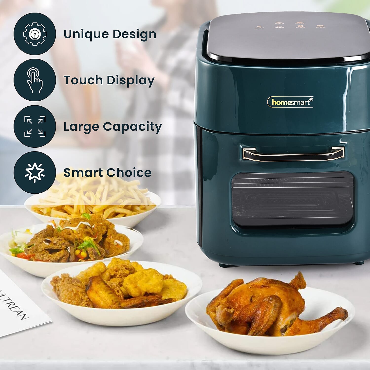 Homesmart 15 Litre Air Fryer (Size 37x31x29 cm) 1400W - Royal Green