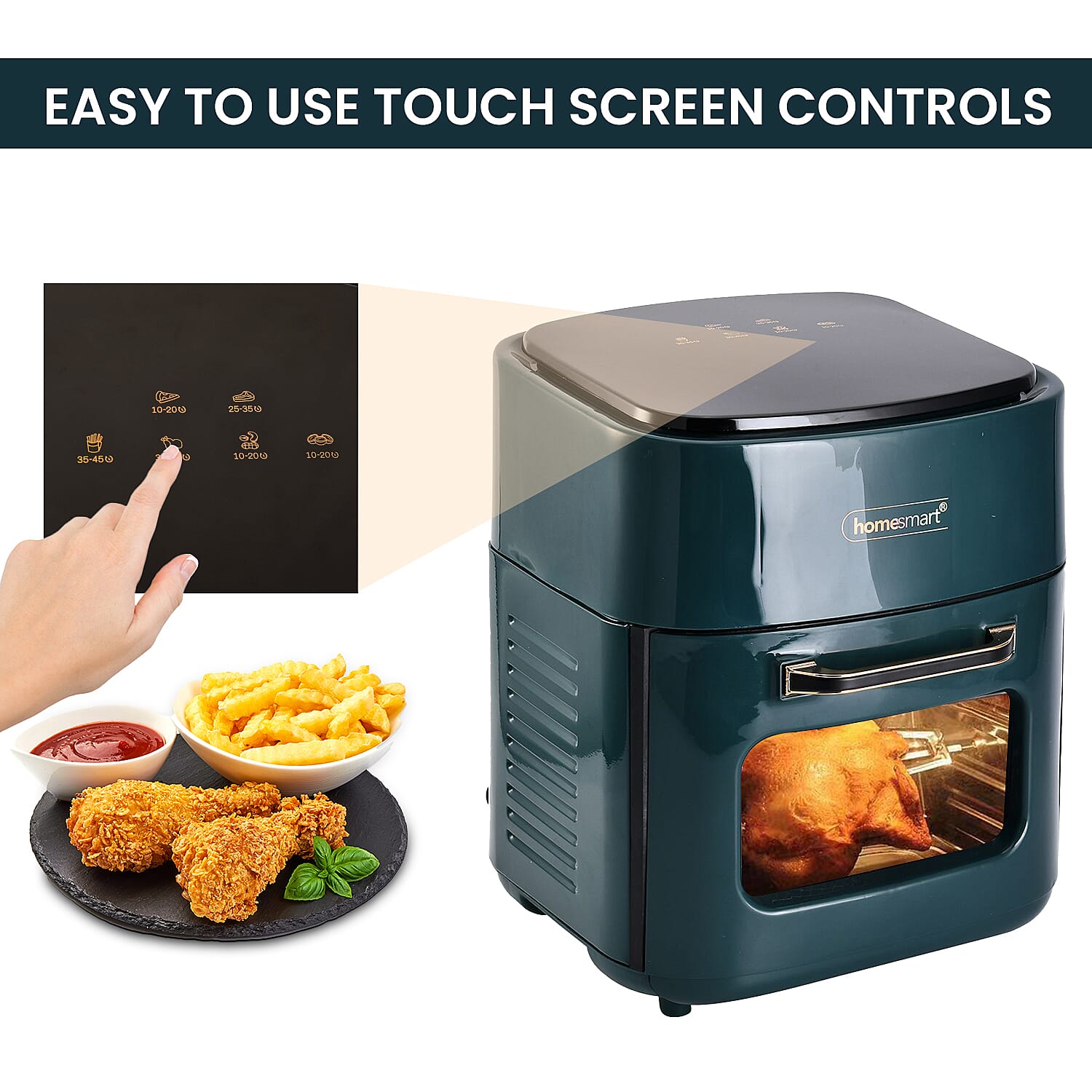Homesmart 15 Litre Air Fryer (Size 37x31x29 cm) 1400W - Royal Green