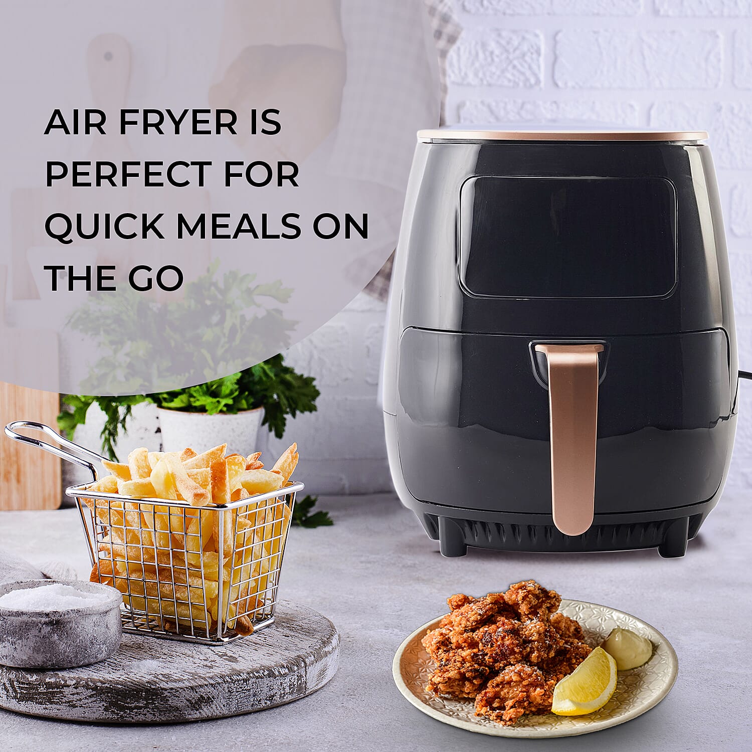 Homesmart Air Fryer 4.5L (1400W) - Air Fry, Roast, Bake, Reheat - Uses little to no oil, - Black (34x30cm)