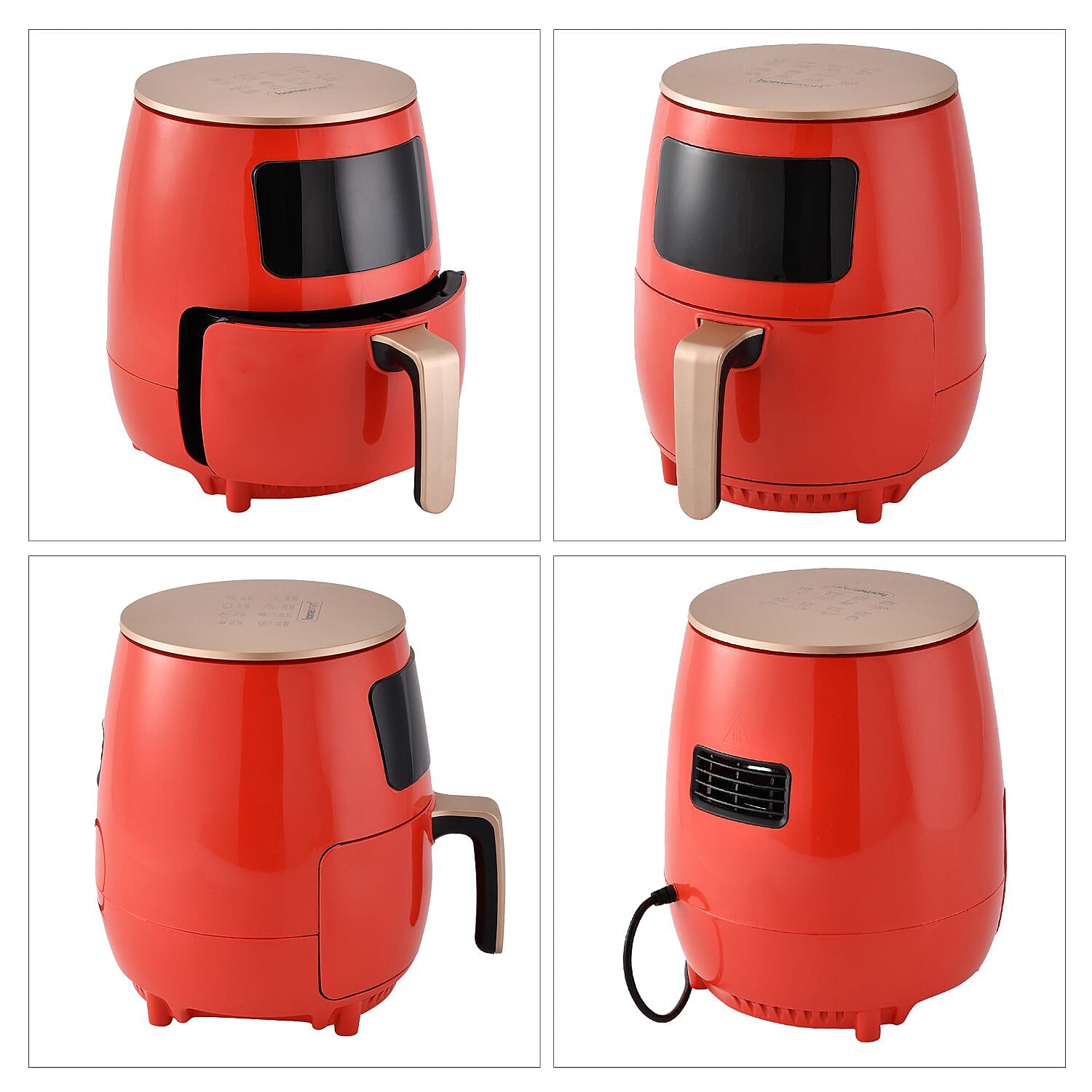 Homesmart Air Fryer 4.5L (1400W) - Air Fry, Roast, Bake, Reheat - Uses little to no oil, - Red(34x30cm)