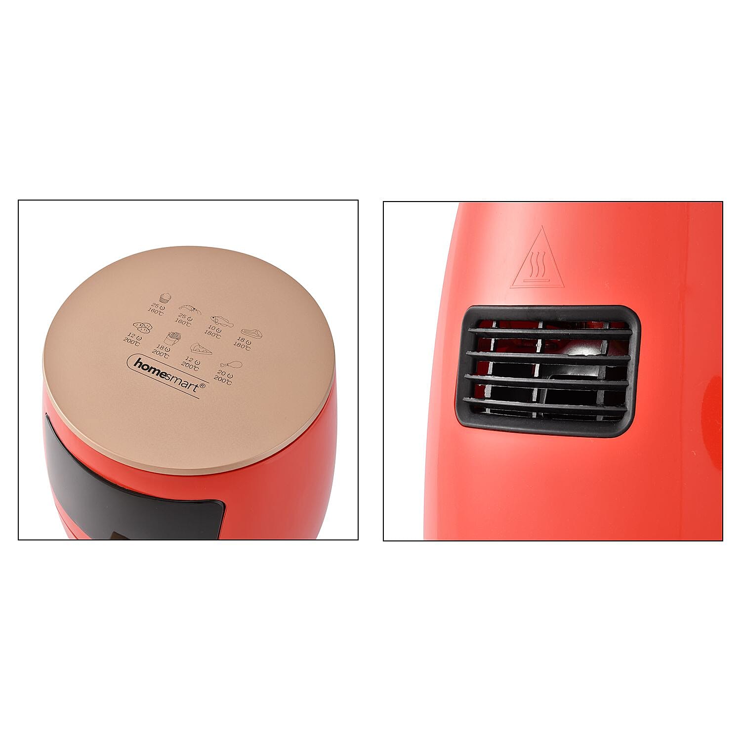 Homesmart Air Fryer 4.5L (1400W) - Air Fry, Roast, Bake, Reheat - Uses little to no oil, - Red(34x30cm)