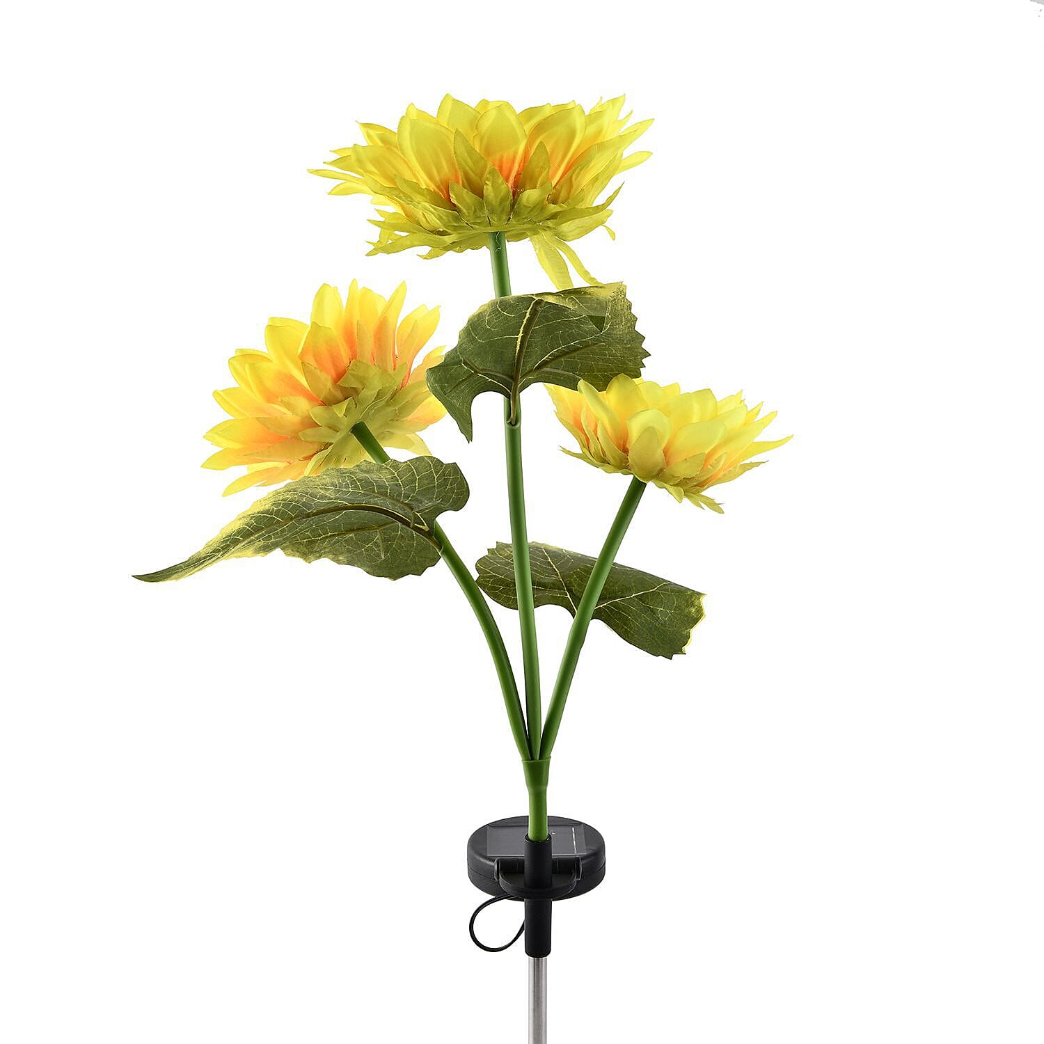 3 Heads Solar Sunflower LED Light for Outdoor (Size 80cm) - Yellow