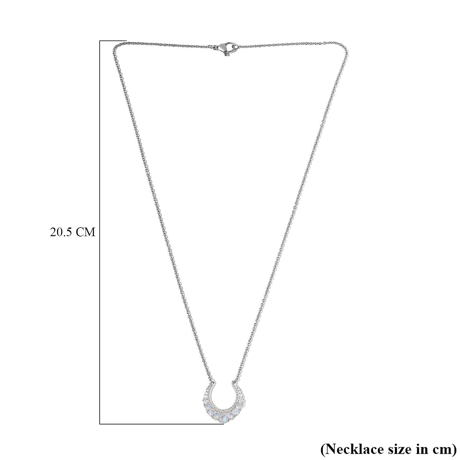 Rainbow Moonstone Glow and Natural Zircon Necklace with Lobster Clasp (Size - 20) in Sterling Silver 2.12 Ct