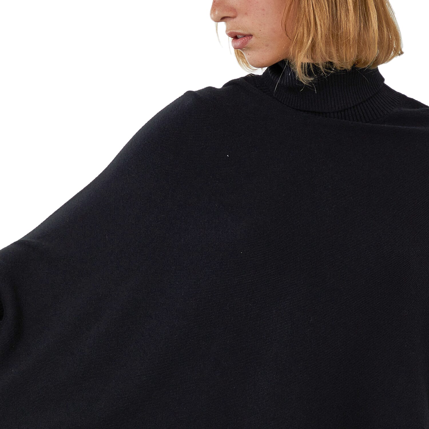 Nova of London Tassel Hem Roll Neck Poncho (One Size,8-20) - Black